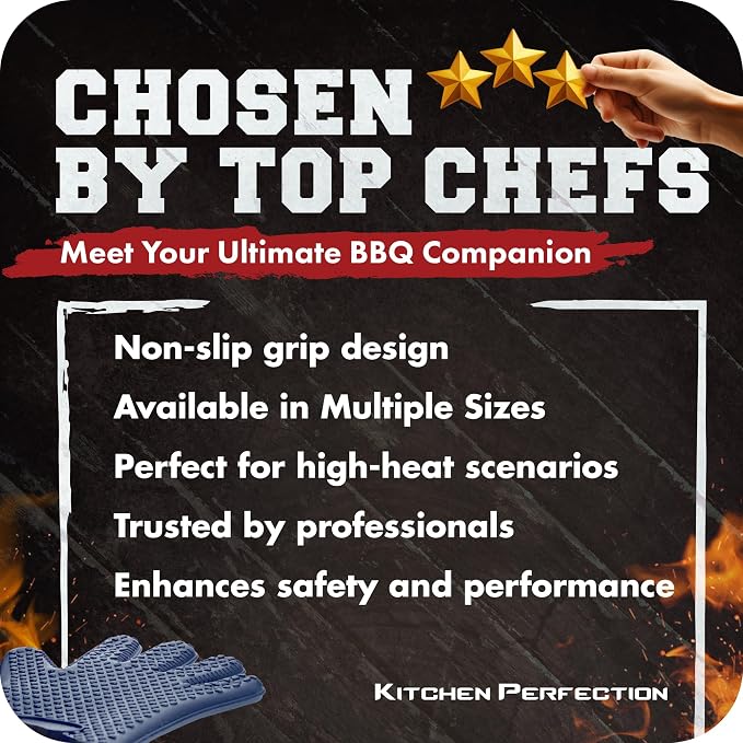 KITCHEN PERFECTION XL Silicone Smoker Oven Gloves-Extreme Heat Resistant BBQ - Image 6