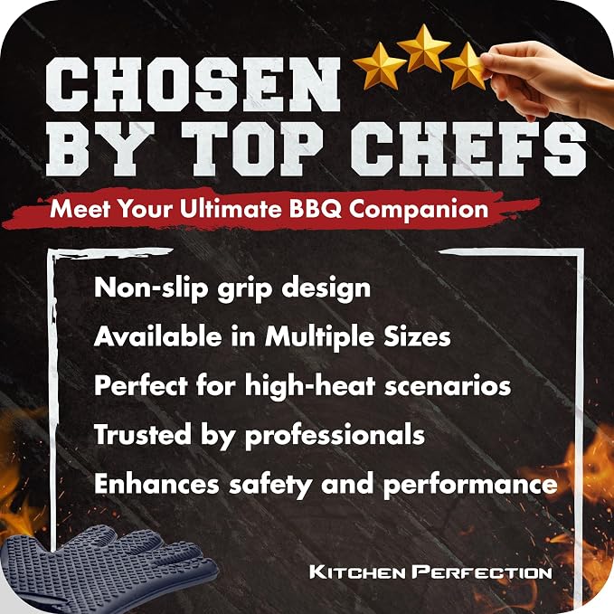 KITCHEN PERFECTION XL Silicone Smoker Oven Gloves-Extreme Heat Resistant BBQ - Image 8