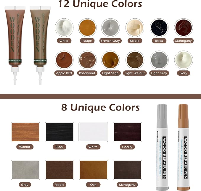 Wood Furniture Repair Kit: 12-Color Filler and 8-Color Markers - Image 6