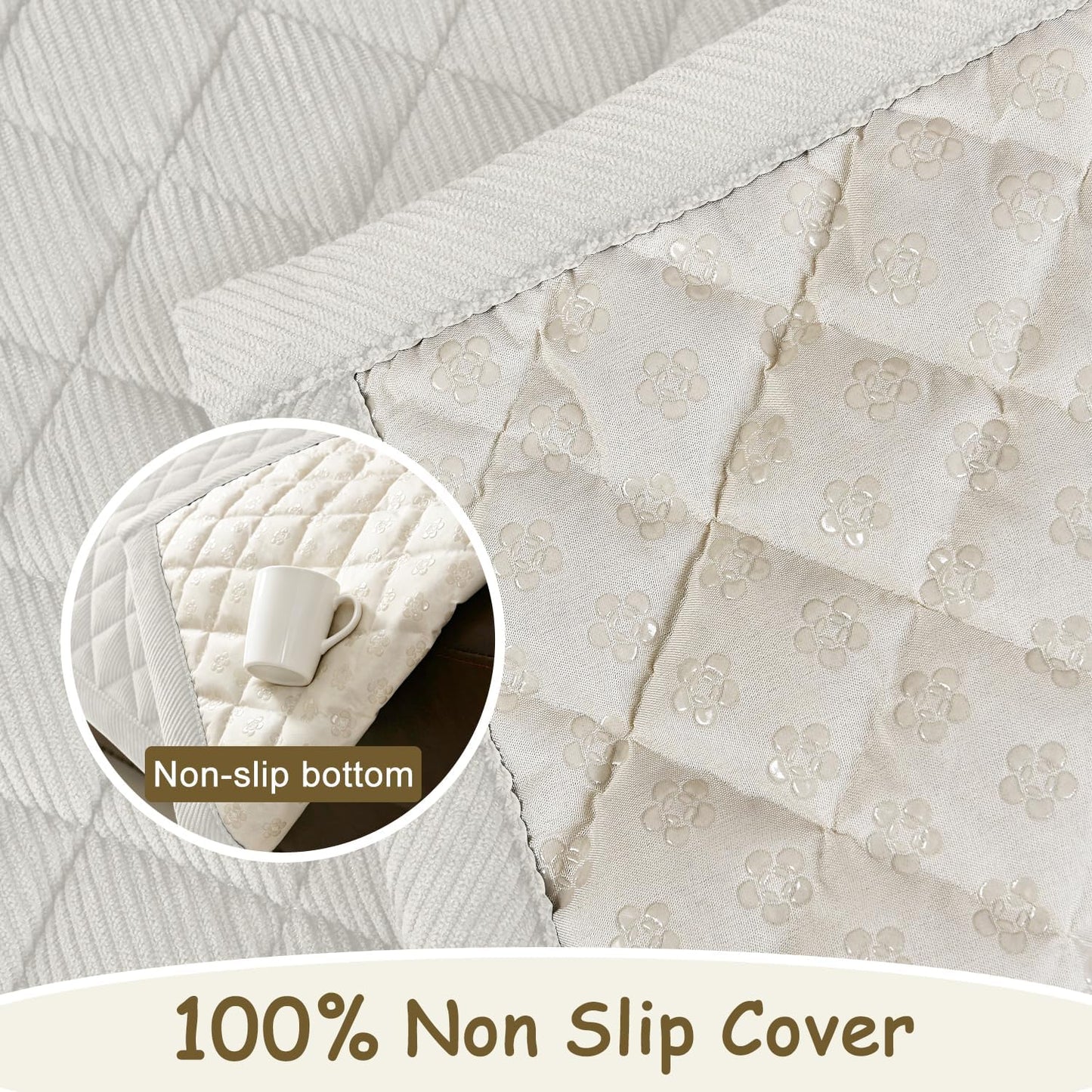 ALIECOM Waterproof Couch Covers for Dogs Sofa Cover Washable Non Slip Couch Covers for 3 Cushion Sofa Pet Friendly Soft Fuzzy Thick Sofa Slipcovers Furniture Protector (Ivory White, 27.5x82.6in)