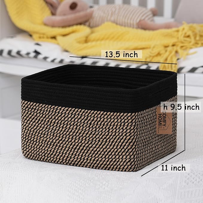 COMFY-HOMI 3PACK Cotton Rope Square Basket - Image 4