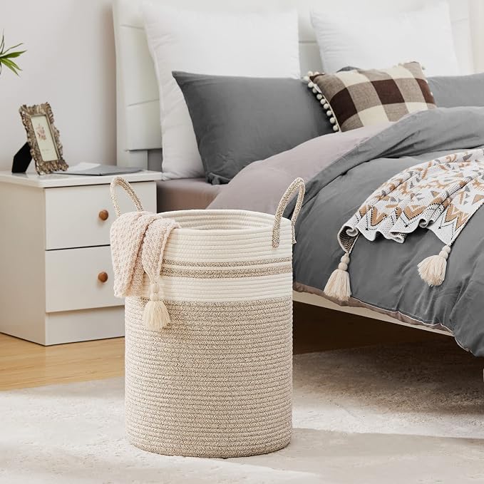 Fiona's magic 72L Large Woven Laundry Hamper, Tall Cotton Rope Storage Basket - Image 7