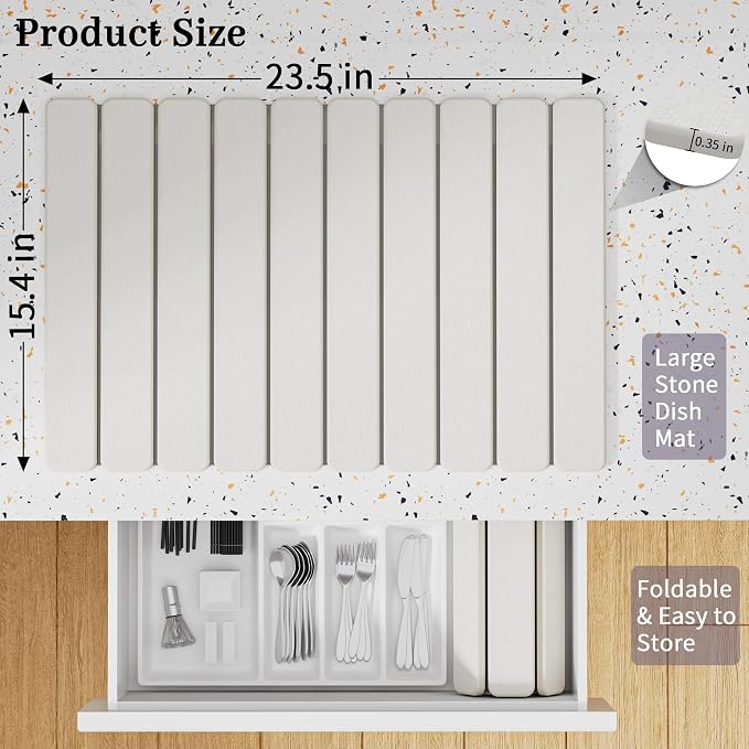 Large Stone Dish Drying Mats for Kitchen Counter – Foldable Quick Dry Stone Mat - Image 2