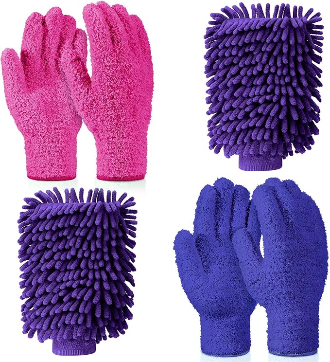 6 Pcs Microfiber Dusting Mitt Gloves Microfiber Washable Dusting Gloves Car by Potchen