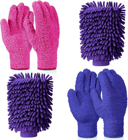 6 Pcs Microfiber Dusting Mitt Gloves Microfiber Washable Dusting Gloves Car by Potchen