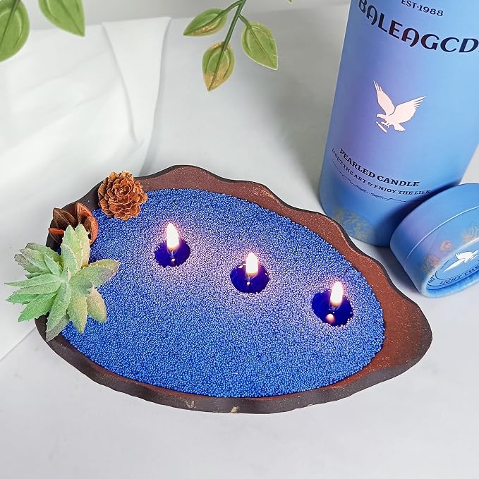 Salvia Scented Blue Pearled Candle 18oz Luxury Sand Candle Granulated Wax - Image 6