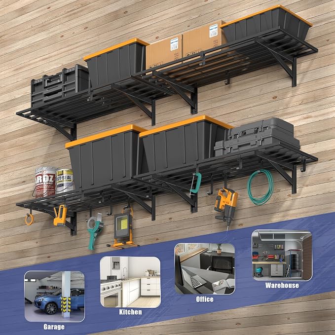 4-Pack 1.5x4ft Garage Shelving Wall Mounted, 1.5 x 4' Heavy Duty Garage Storage - Image 6