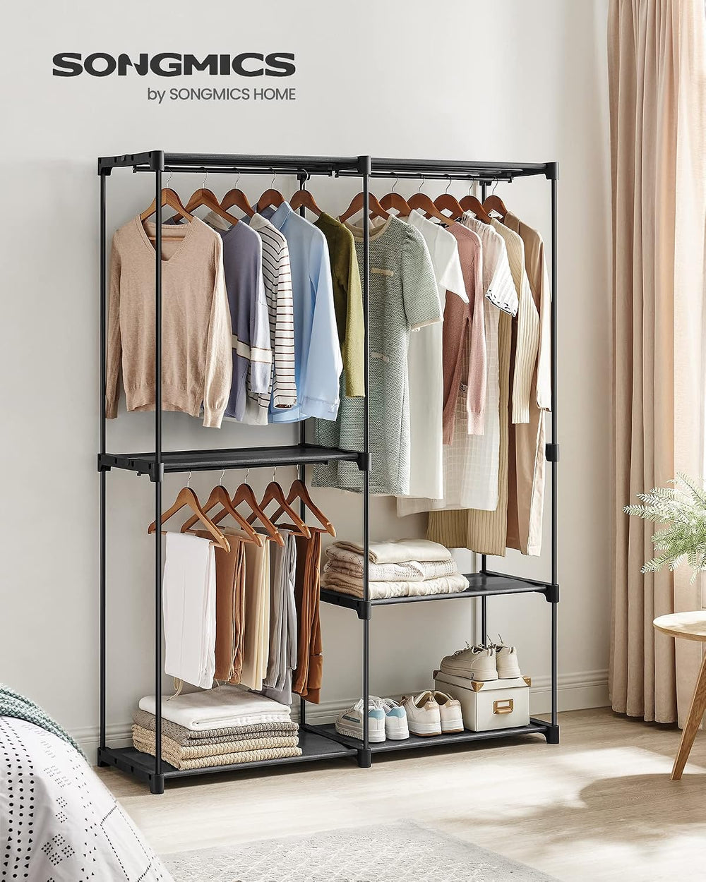 SONGMICS Portable Closet, Storage Organizer, 54.3 x 16.9 x 71.7 Inches