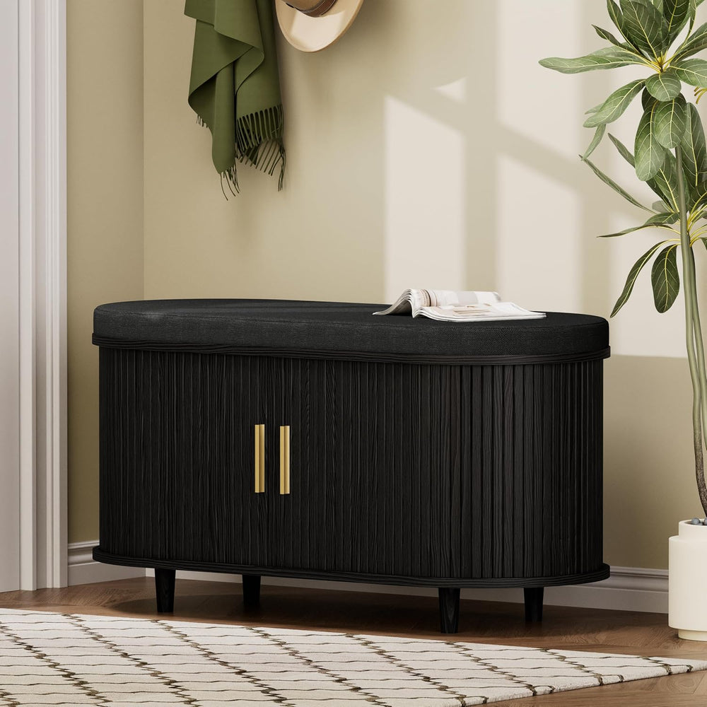 DHH 2-Tier Storage Bench,Wide Shoe Bench with Thickened Padded Seat Cushion, ...