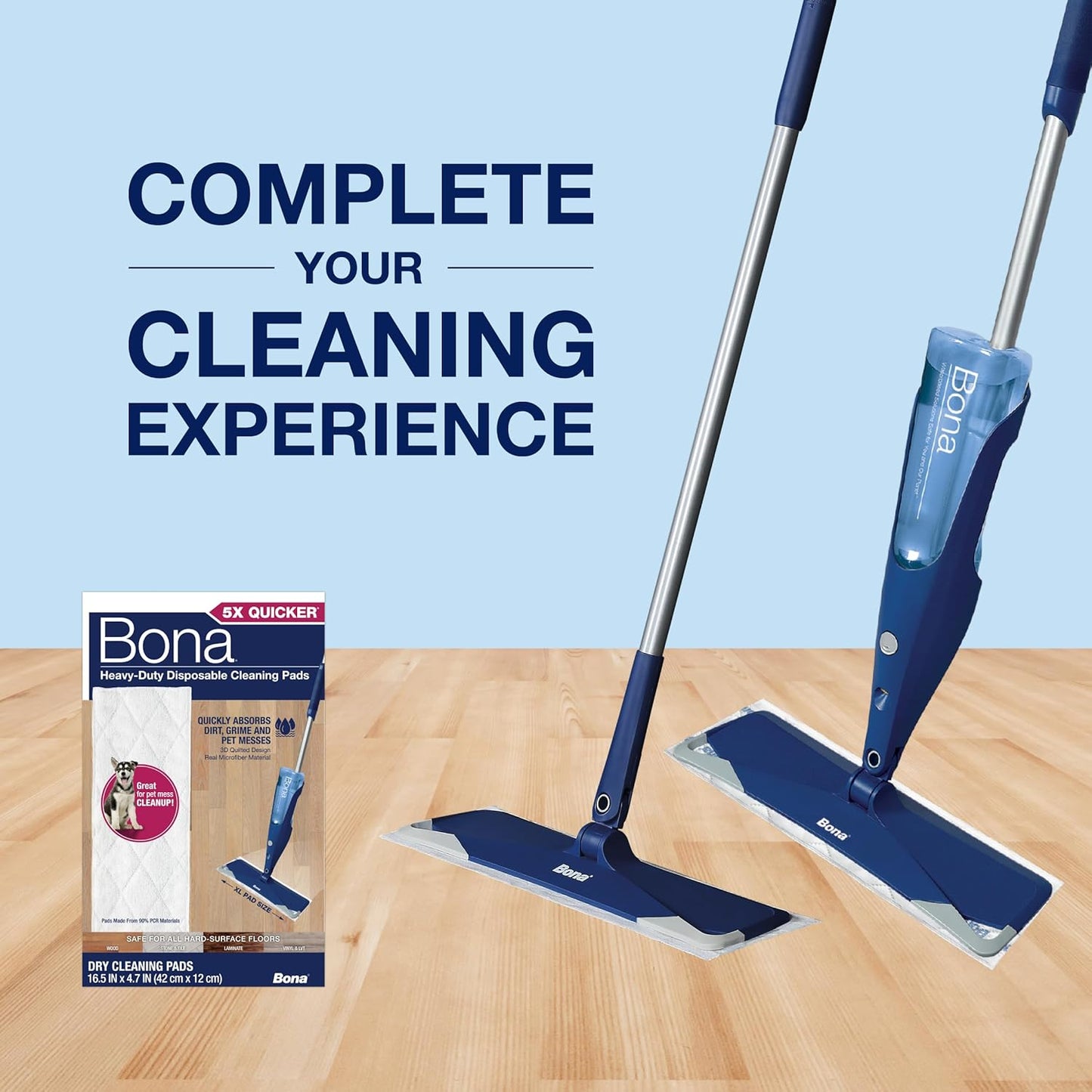 Bona Multi-Surface Floor Cleaning Pads - 18 Refills - Heavy-Duty, Disposable, Microfiber Pads for Easy Floor Cleaning