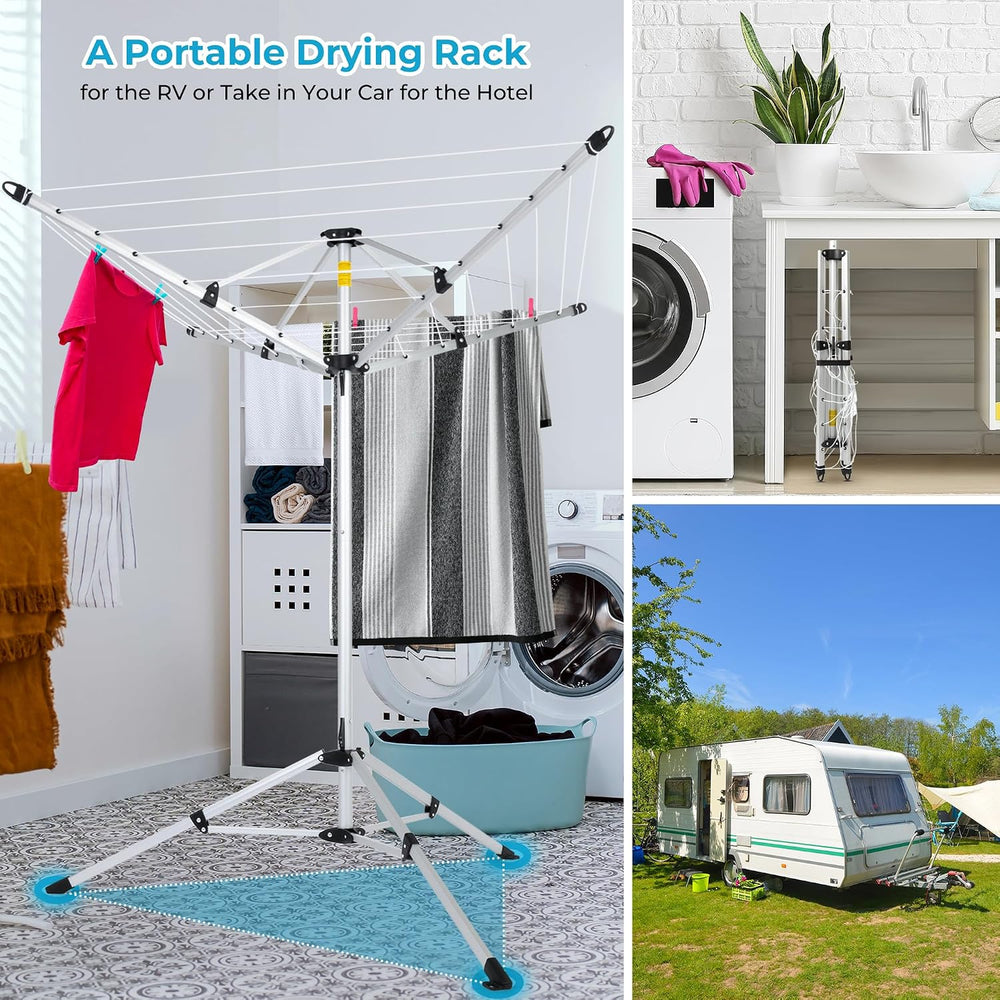 JS HANGER Drying Natural Clothes Airer Outdoor Portable 4-arm Aluminum Drying...