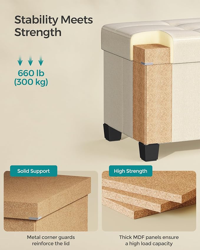 SONGMICS Storage Ottoman Bench, Foldable Foot Rest - Image 4