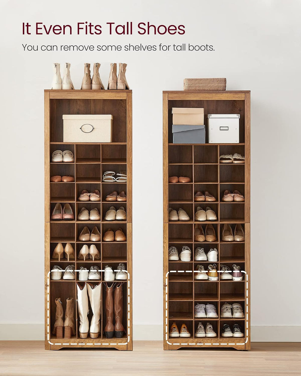 VASAGLE Tall Shoe Storage Cabinet, 10‑Tier, Holds Up to 30 Pairs of Shoes