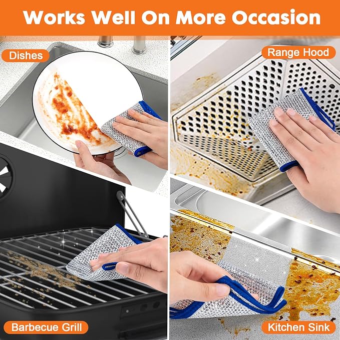 COBETE Non Scratch Wire Dishcloth, Double-Layer Wire Dishwashing Rags - Image 4