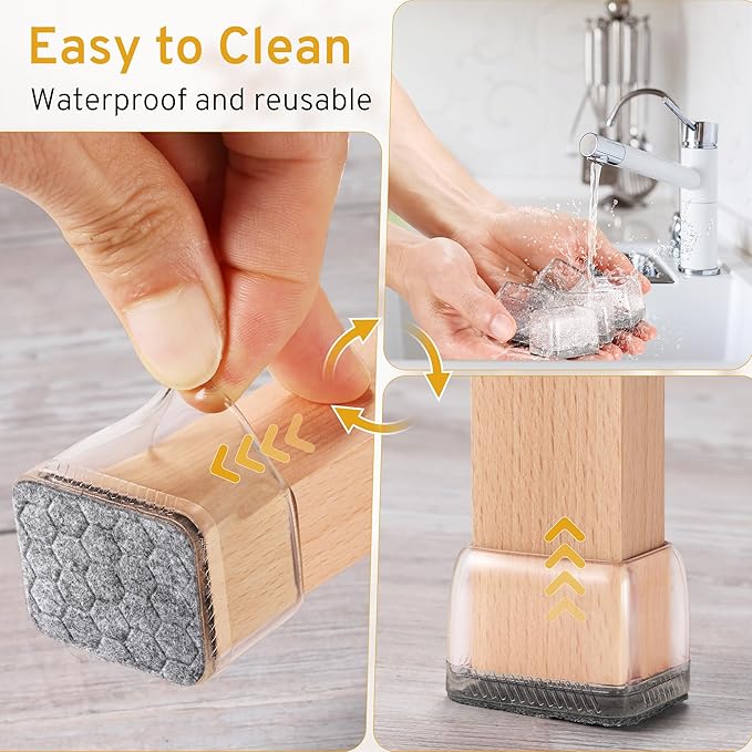 24PCS Rectangular Chair Leg Floor Protectors, Furniture Sliders, Non-Slip Felt - Image 6