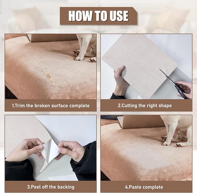 Azobur Fabric Couch Repair Patch 8.3 x 11 inches, Self-Adhesive Fabric Repair - Image 5