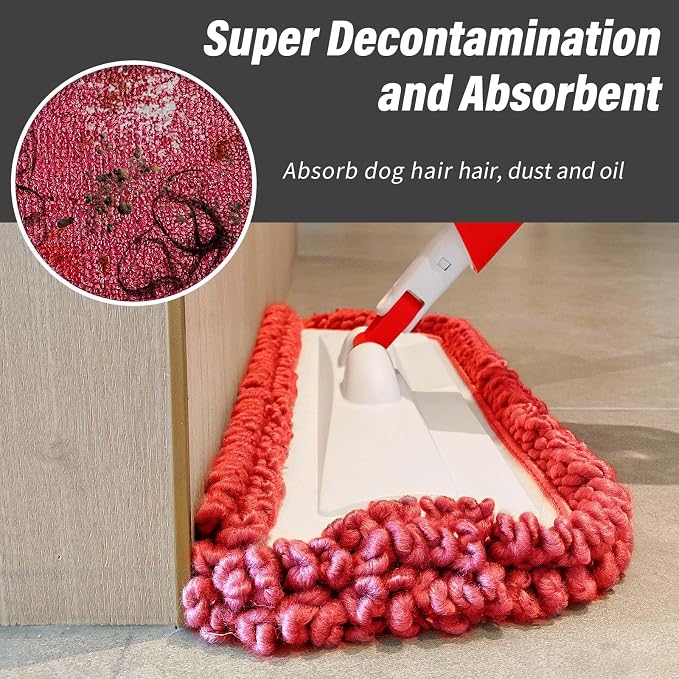 16.5 inch Mop Refills, 3 Pack Microfiber Reusable Replacement Mop Pads Flat - Image 2