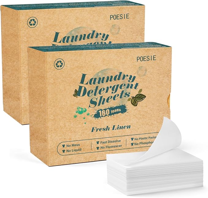 Poesie Laundry Detergent Sheet Fresh Linen Scent 320 Sheets Travel Laundry Kit by Poesie