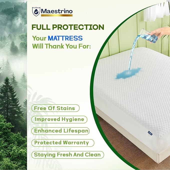 Premium Tencel California King Mattress Protector Cover in White, Natural and - Image 3