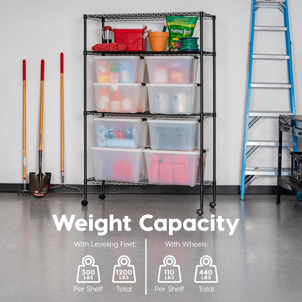 IRIS USA, Inc. 4-Tier Adjustable Heavy Duty Steel Storage Rack with Removable...