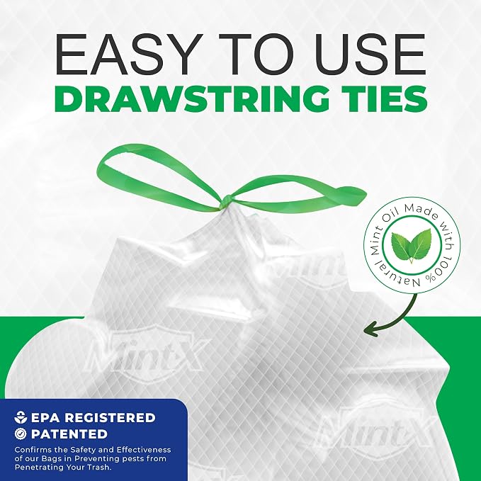 Mint -X Rodent Repellent Indoor Tall Kitchen Drawstring Trash Bags - Image 2