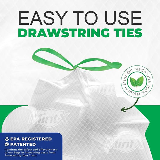 Mint -X Rodent Repellent Indoor Tall Kitchen Drawstring Trash Bags - Image 2