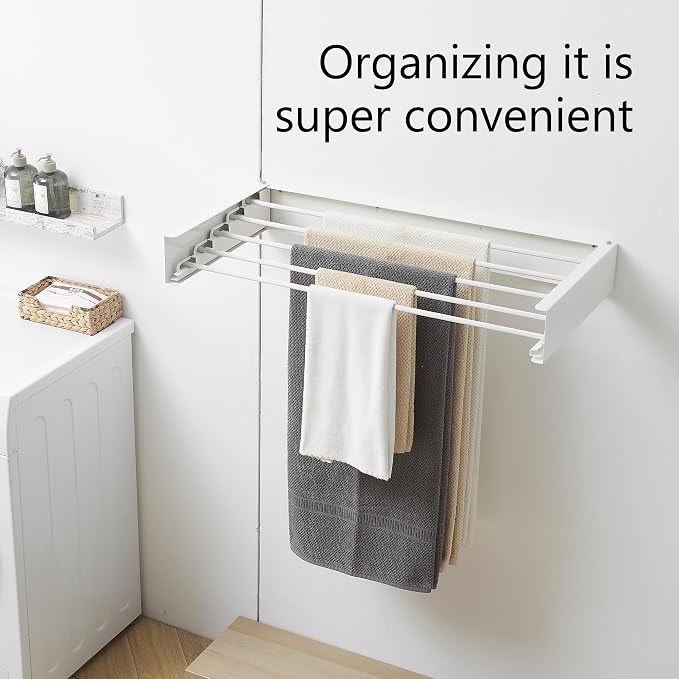 Clothes Drying Rack, Laundry Hanging Rack Collapsible, Wall Mounted Drying Rack - Image 4