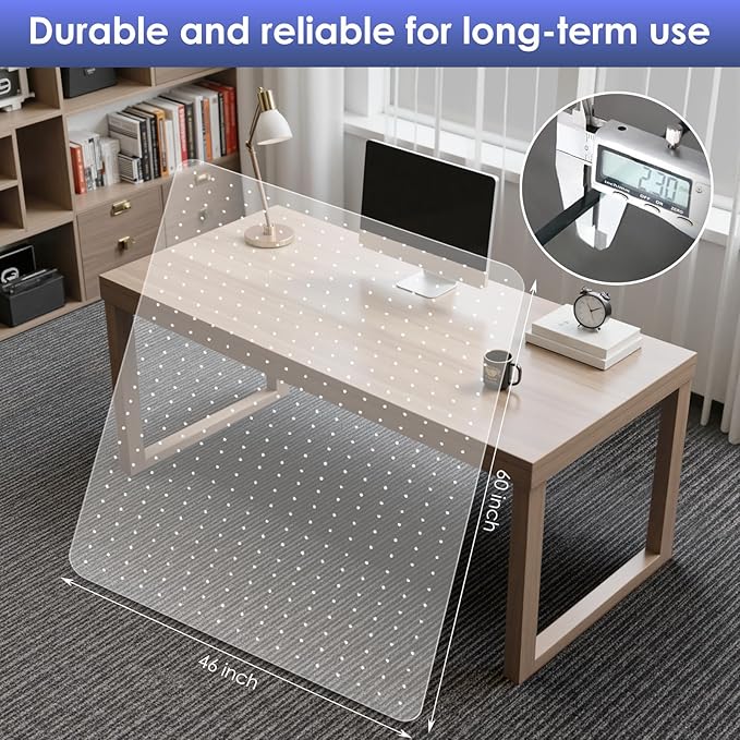 Kuyal Office Chair Mat for Carpet, 46x60 Clear Heavy Duty Computer Chair Mat - Image 2