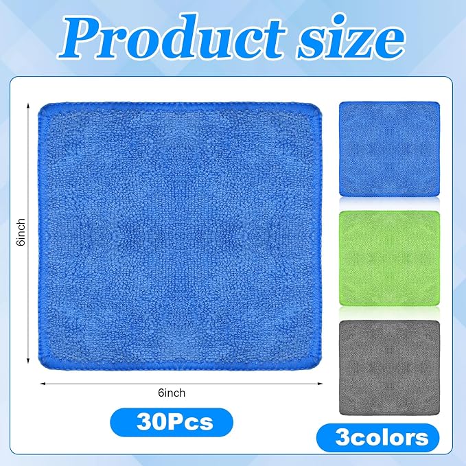 Tanlade Microfiber Cleaning Cloth 6"x6" Cleaning Rags Reasonable Kitchen Towels - Image 2