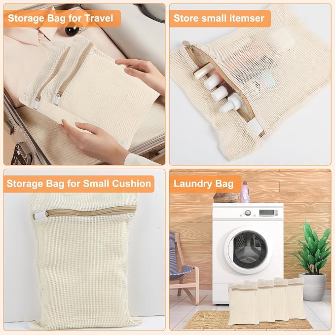 4 Piece Small, Durable Organic Cotton Mesh Laundry Bag - Image 6