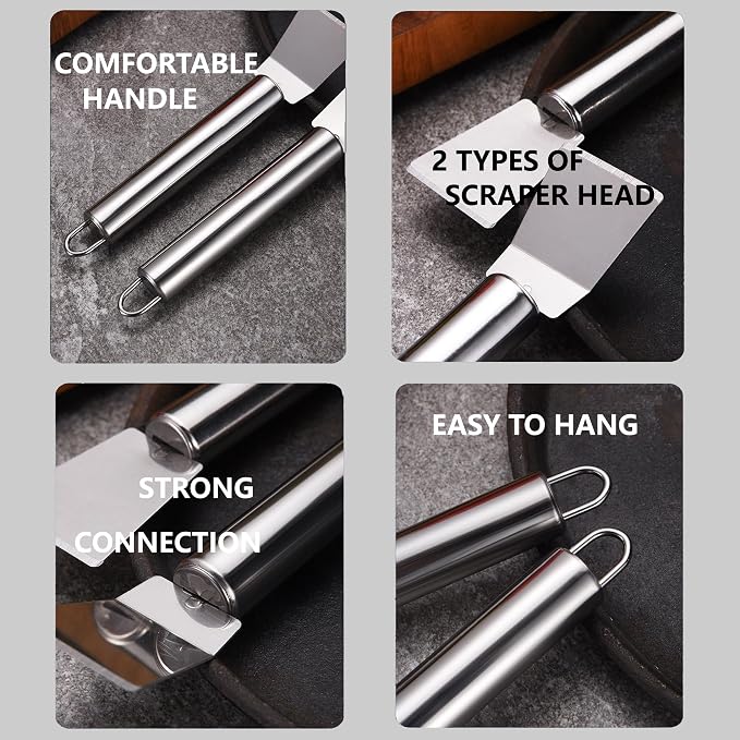 2 PCS Stainless Steel Scrapers – Multifunctional Scraper Cleaning Tool - Image 8