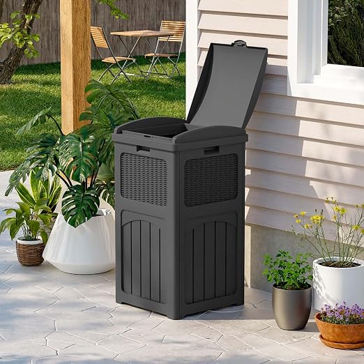 Patiowell 36 Gallon Outdoor Trash Can, Resin Outdoor Garbage Can - Image 3