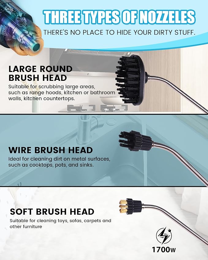 FoundGo 1700W Tankless Handheld Steam Cleaner - Image 2
