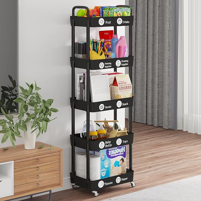 Laiensia Storage Cart, Mobile Shelving Unit Cart - Image 4
