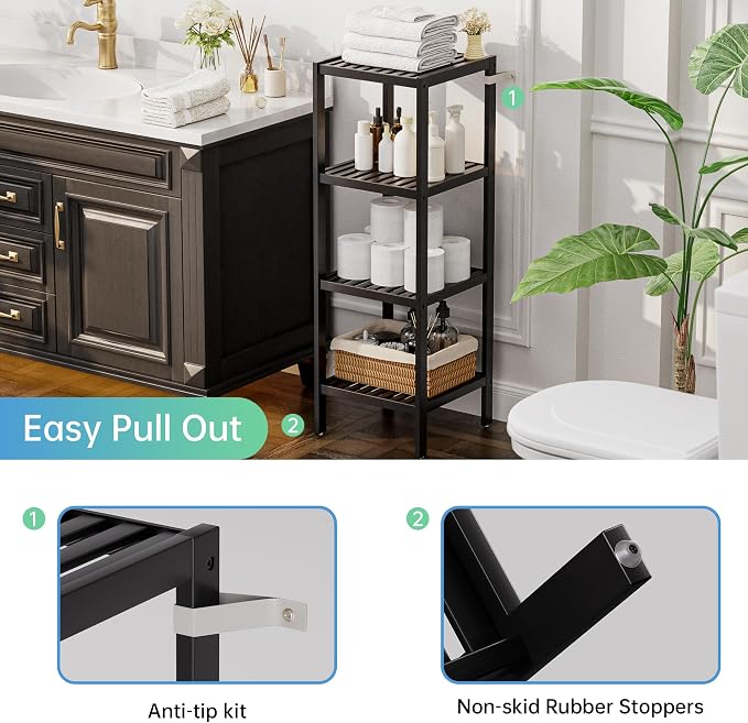 SMIBUY Bathroom Storage Shelf, 5-Tier Bamboo Rack Organizer - Image 7