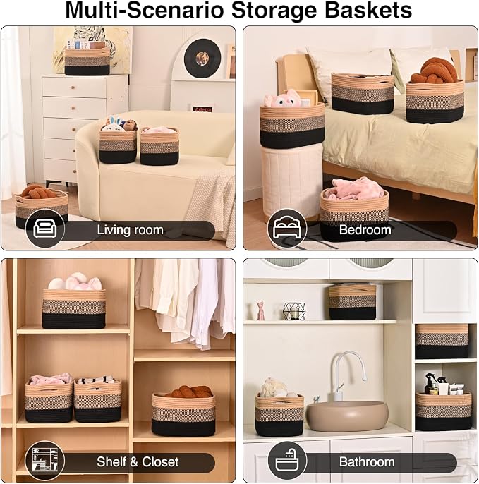 Storage Baskets for Shelves Organizing, Woven Cotton Rope Baskets for Storage - Image 5
