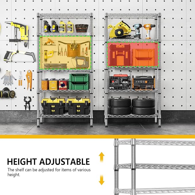 1250 lbs 5 Tier Shelf Metal Storage Shelves Shelving Wire Rack Heavy Duty - Image 7