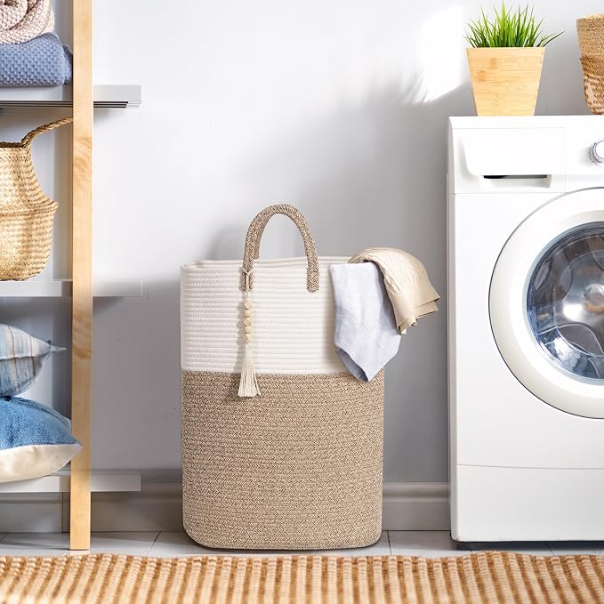 Woven Laundry Basket for Clothes, 50L Large Rectangle Laundry Hampers - Image 2