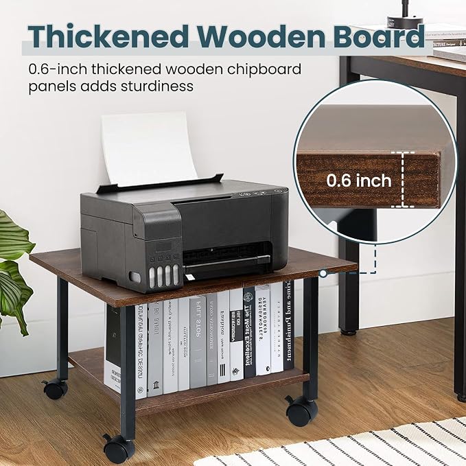 Printer Stand with Storage Under Desk Shelf, Desktop Printer Stand Organizer - Image 5