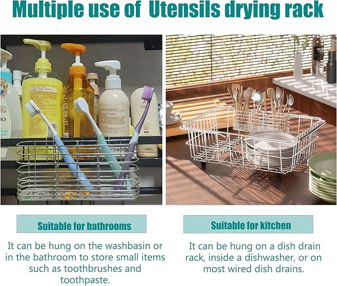 304 Stainless Steel Utensil Holder, Dish Drying Rack, kitchen Utensil Organizer - Image 5