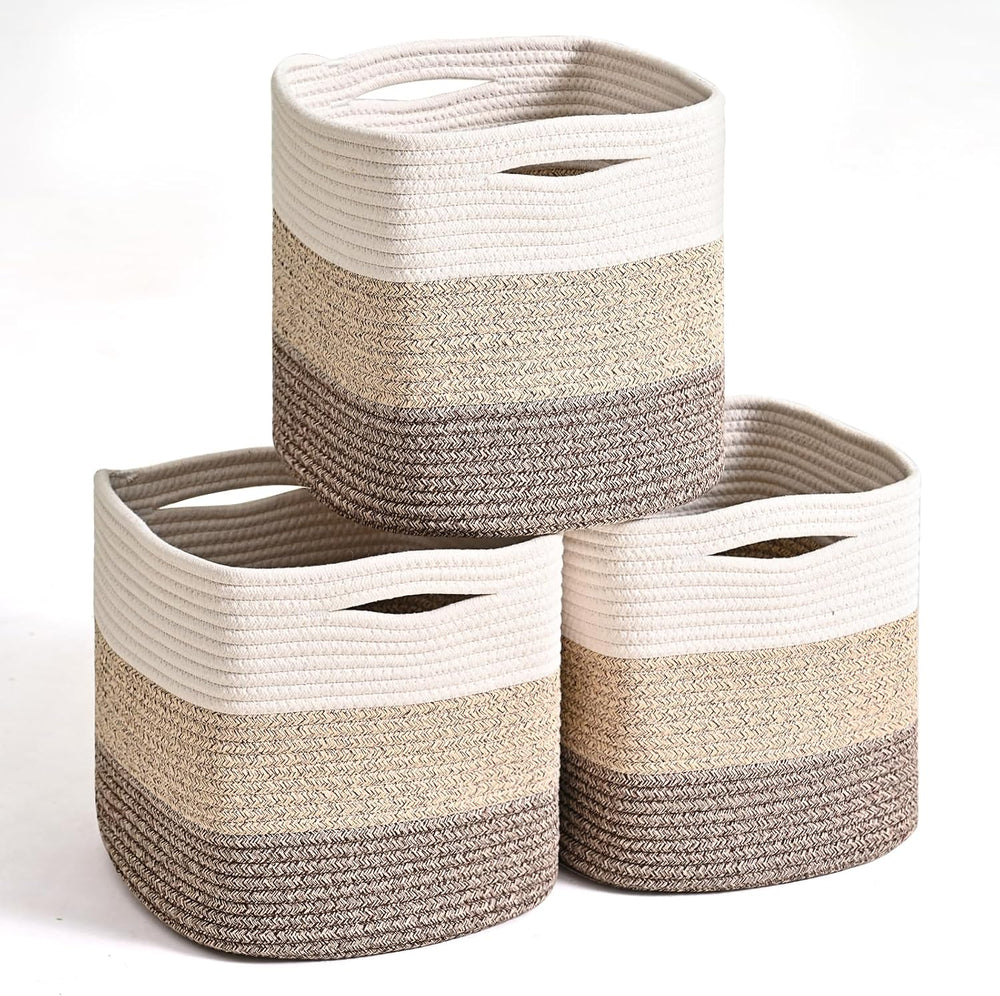 11 Inch Cube Storage Bins, Storage Cube Organizer Bins, Woven Cotton Rope