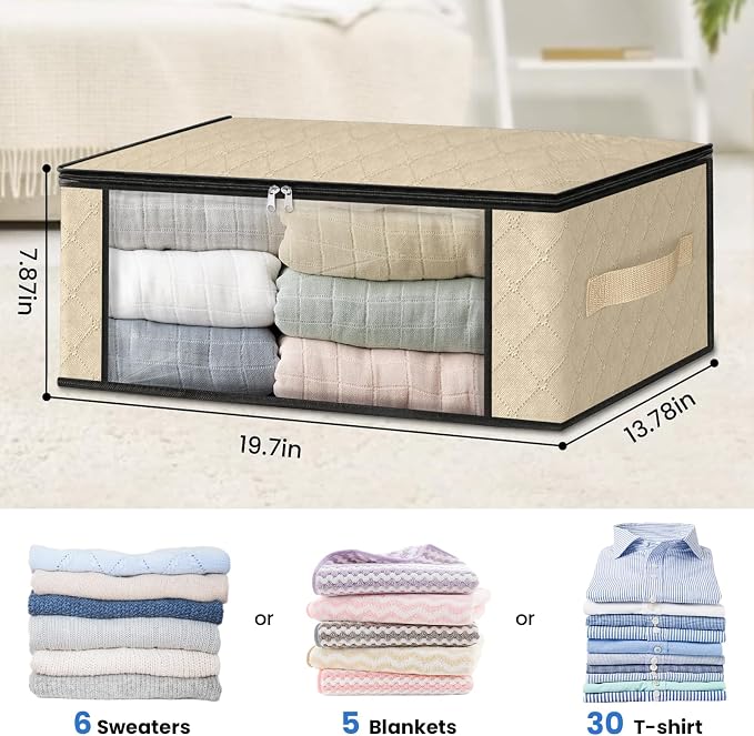 HomeHacks Storage 3-Pack Clothes Organizer Storage Bags Foldable Storage Box - Image 2