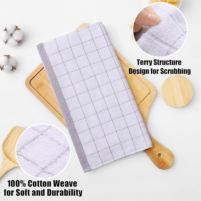 Homaxy 100% Cotton Terry Kitchen Dish Cloths, Ultra Soft and Absorbent Dish - Image 2