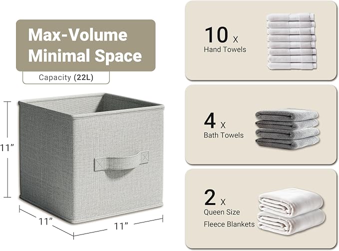 4 Pack Foldable Fabric Closet Storage Bins, 11Inch Organizer Cubes - Image 3