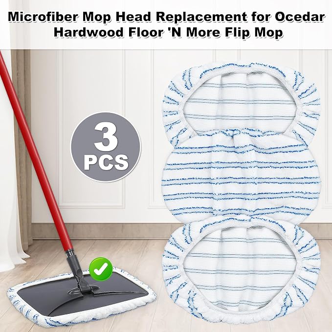 Mop Heads Replacements for Ocedar Hardwood Floor 'N More Microfiber Mop - Image 2