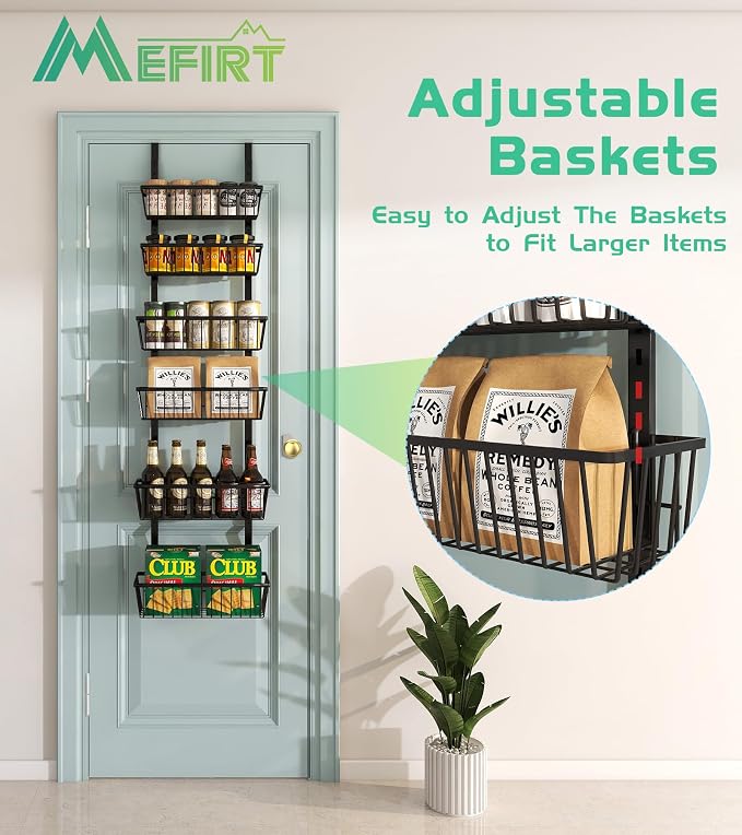 12 Inch Wide Narrow Over The Door Pantry Organizer, Pantry Organization and - Image 3
