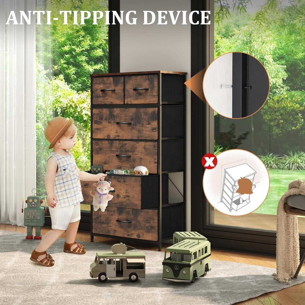 Tall Dresser for Bedroom, Fabric Storage Tower with 6 Drawers