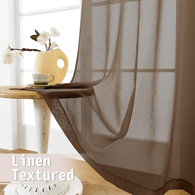 Tollpiz Sheer Door Curtain Closet Linen Textured Curtain Sheers Doorway Light - Image 4