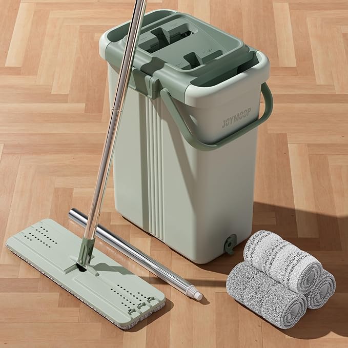JOYMOOP Mop and Bucket with Wringer Set, Flat Squeeze Mop with Bucket, Dust Mop - Image 9