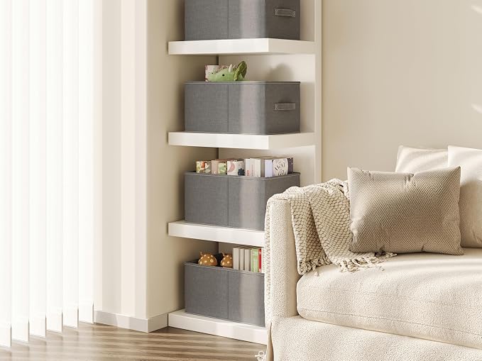 3 Pack Fabric Storage Bins for Shelves | 16.25x12x10in Closet Storage Baskets | - Image 8